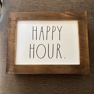 Rustic Brown and White Happy Hour Wall Decor